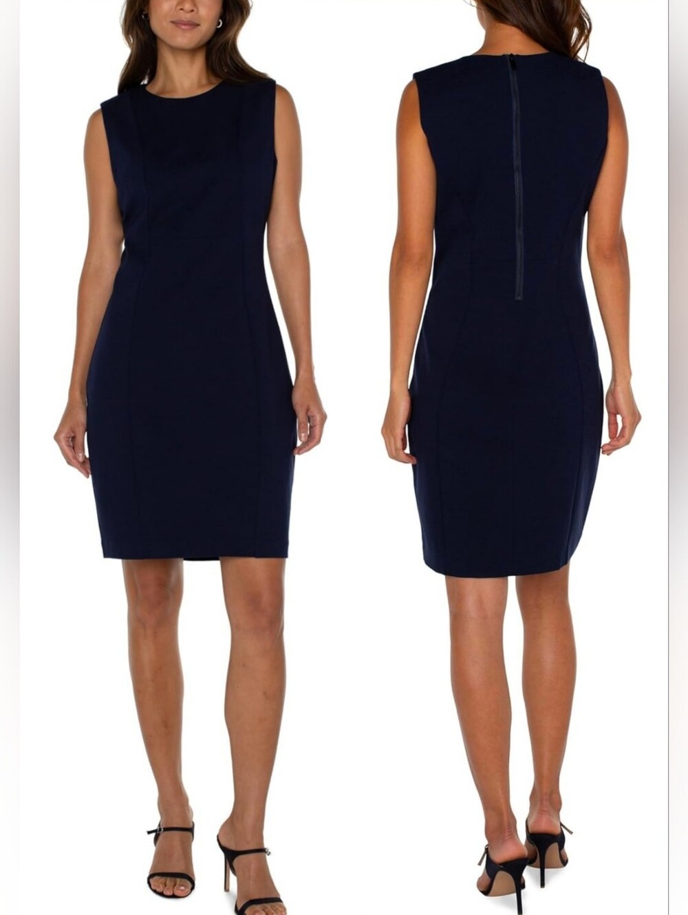 Liverpool NWT Women's Sleeveless Sheath Dress Stretch Ponte Cadet Blue Size 6